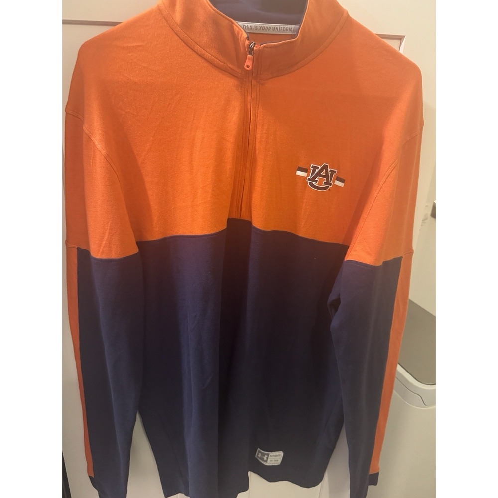 AUBURN TIGERS Under Armour 1/4 Zip Pullover Large Sweatshirt WAR EAGLE Orange